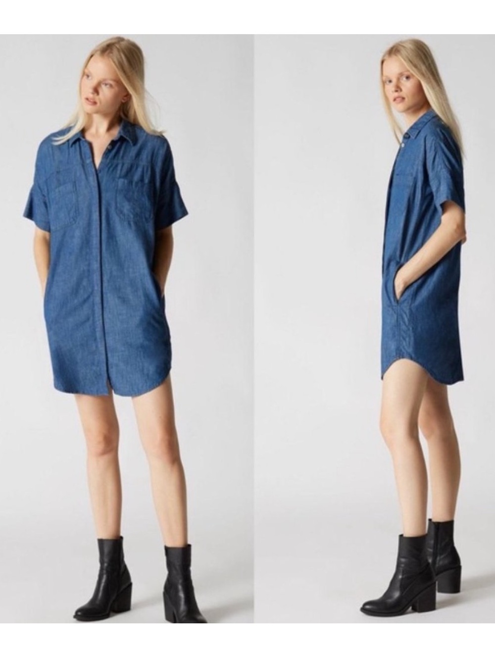 Blank NYC Fatal Attraction Denim Shirt Dress Baggy Button Down Large $128